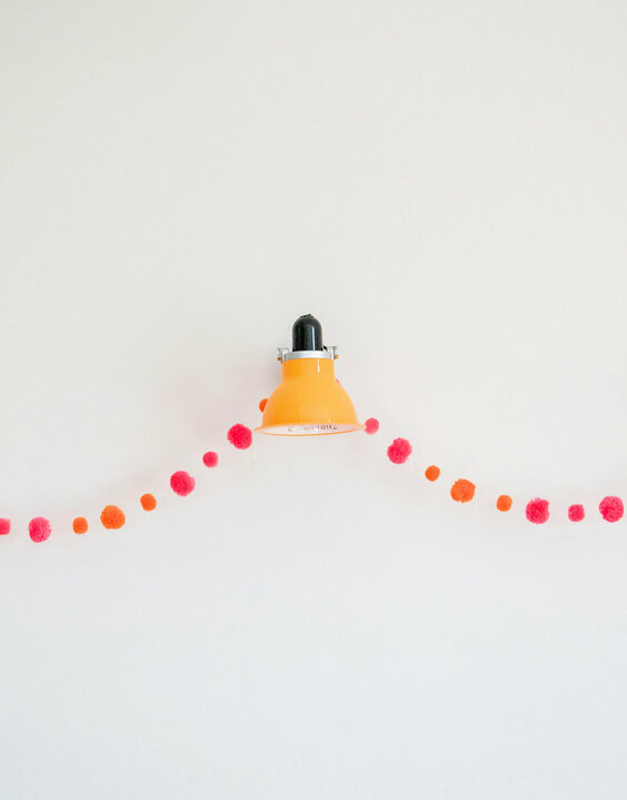 Pom Pom Garland in Orange and Pink By PomPom Galore